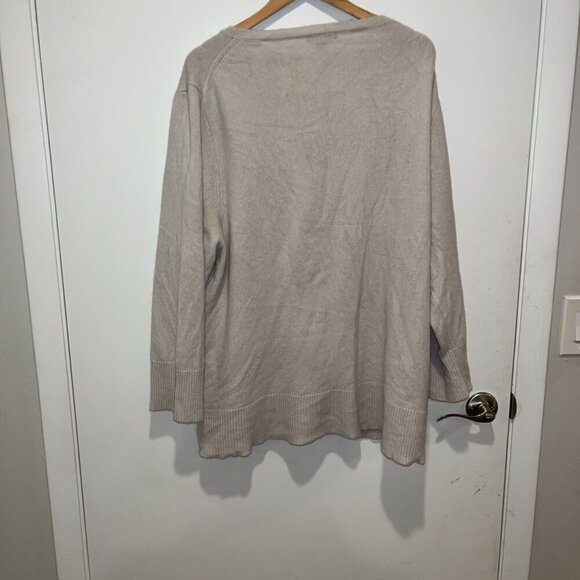 J.Crew Wool Cashmere Womens Cream Sweater 2X Cozy Long Sleeve Relaxed Fit - Picture 6 of 9